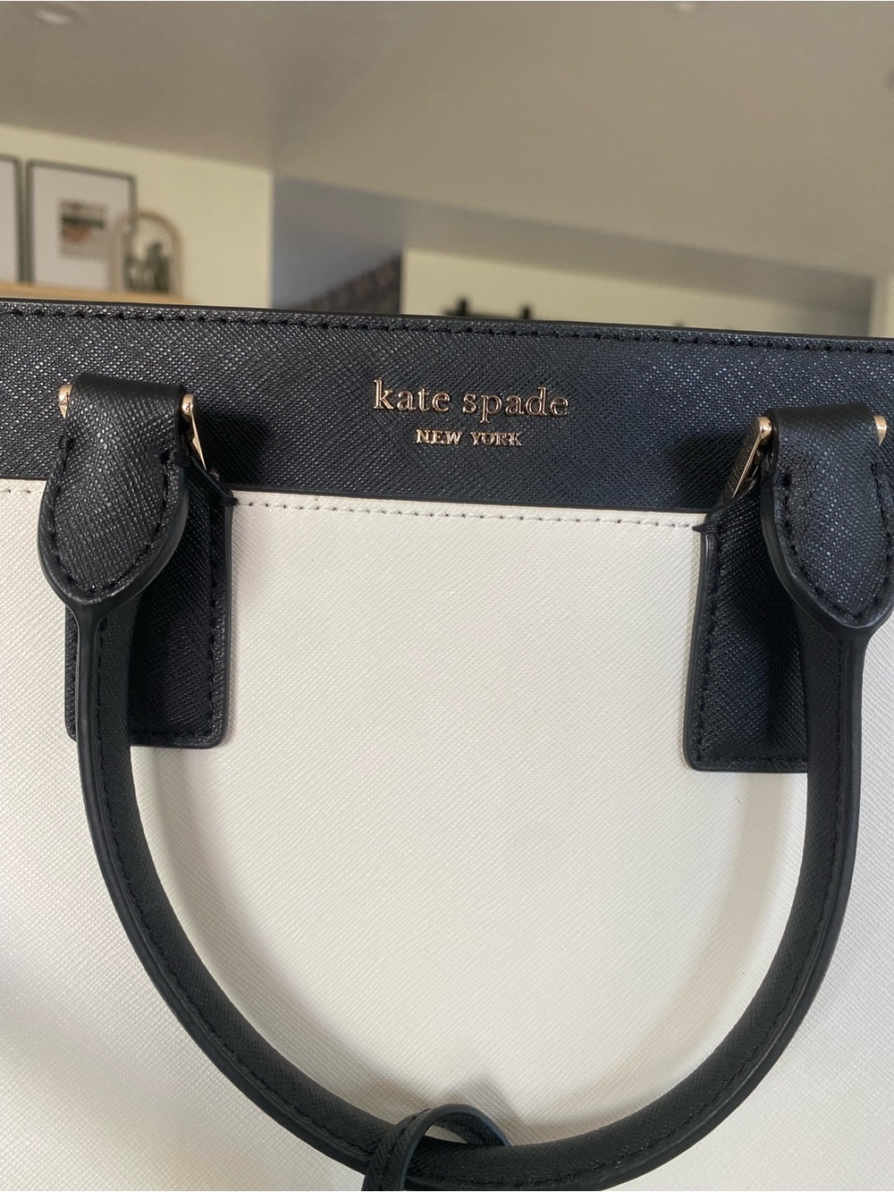 Kate Spade New York Black White Colorblock Medium Satchel Zip Detachable Strap - Picture 3 of 11